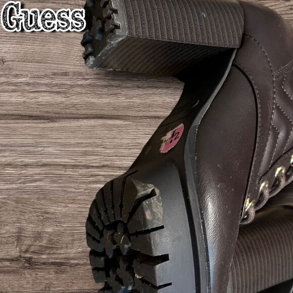 Preowned EUC GUESS Quilted Lace-Up Platform Heeled Boots – Size 5.5M - Picture 2 of 11